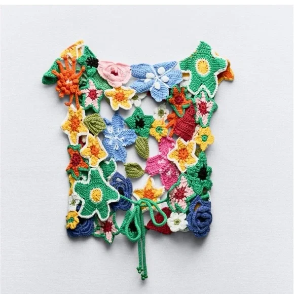 NWT Zara Floral Crochet Crop Top - Picture 8 of 16
